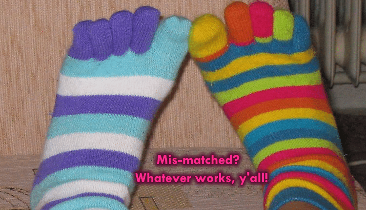mismatched toe socks