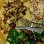 Presto Pesto Panko Chicken with Roasted Potatoes and Green Salad finished plate