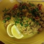 One-Pan Orzo Italiano with Chicken Sausage, Tomatoes, and Spinach finished plate