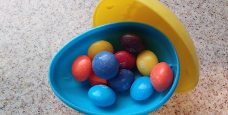 Skittles in a plastic egg