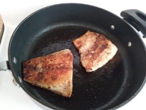 Cooked barramundi fish