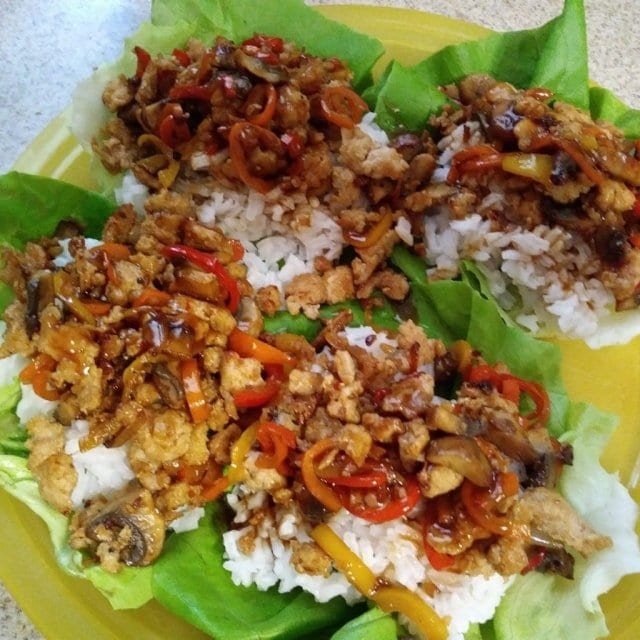 Sweet and Spicy Chicken Lettuce Cups meal