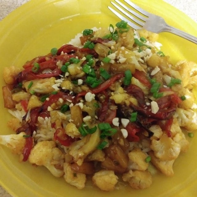 Sweet and Sour Cauliflower Stir Fry meal