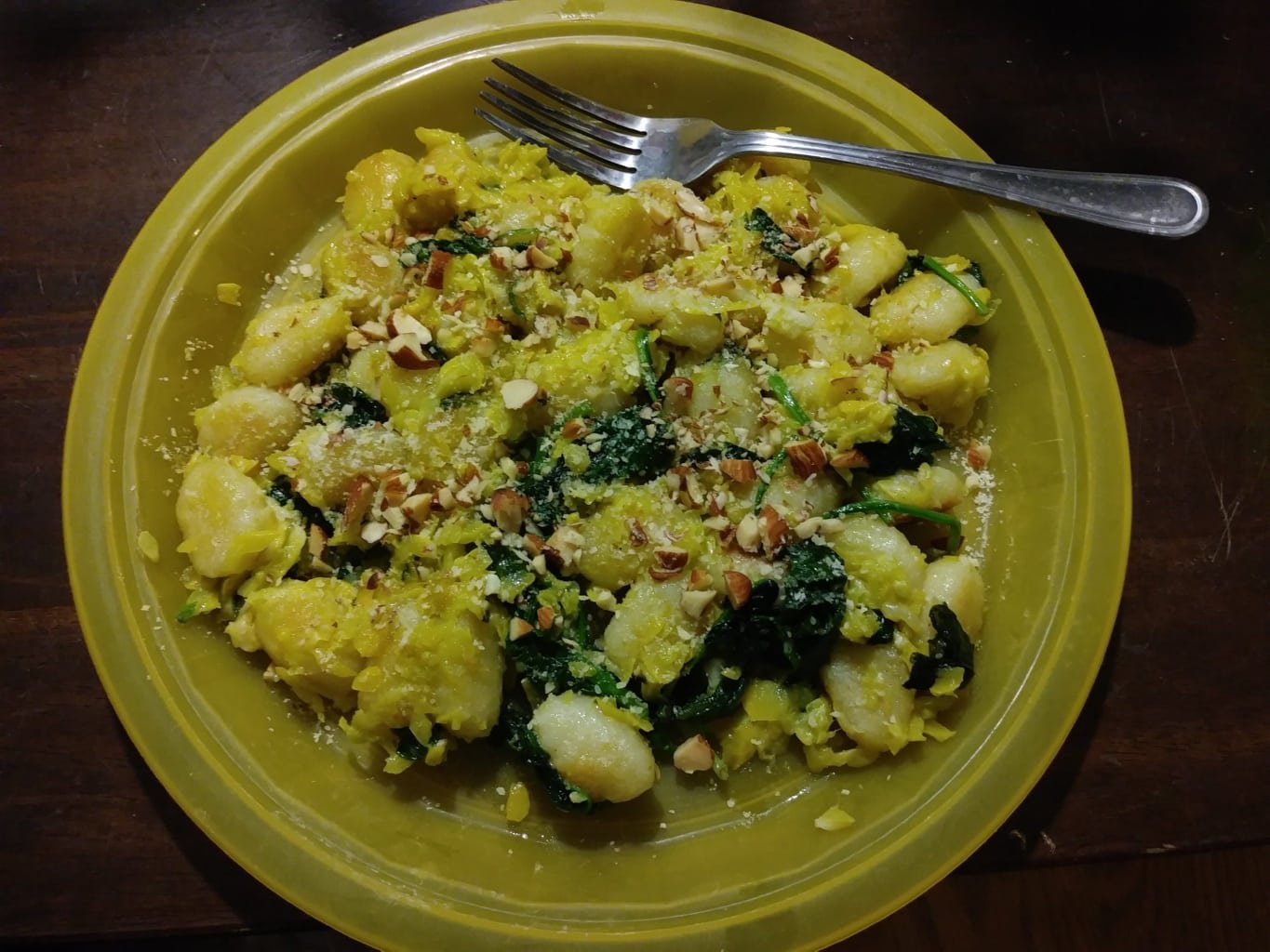 Pan Fried Gnocchi with Spinach and Yellow Squash
